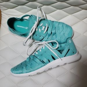 Aqua color Merrell shoes
